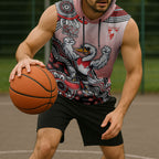 Personalized Sydney Swans Football Mascot Sleeveless Hoodie Aboriginal Dot Art Style Vibrant Indigenous Pattern Design