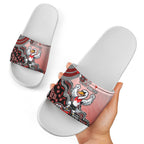 Personalized Sydney Swans Football Mascot Slide Sandals Aboriginal Dot Art Style Vibrant Indigenous Pattern Design