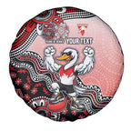 Personalized Sydney Swans Football Mascot Spare Tire Cover Aboriginal Dot Art Style Vibrant Indigenous Pattern Design