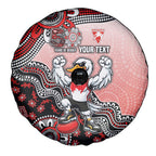 Personalized Sydney Swans Football Mascot Spare Tire Cover Aboriginal Dot Art Style Vibrant Indigenous Pattern Design
