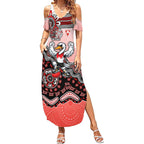 Personalized Sydney Swans Football Mascot Summer Maxi Dress Aboriginal Dot Art Style Vibrant Indigenous Pattern Design