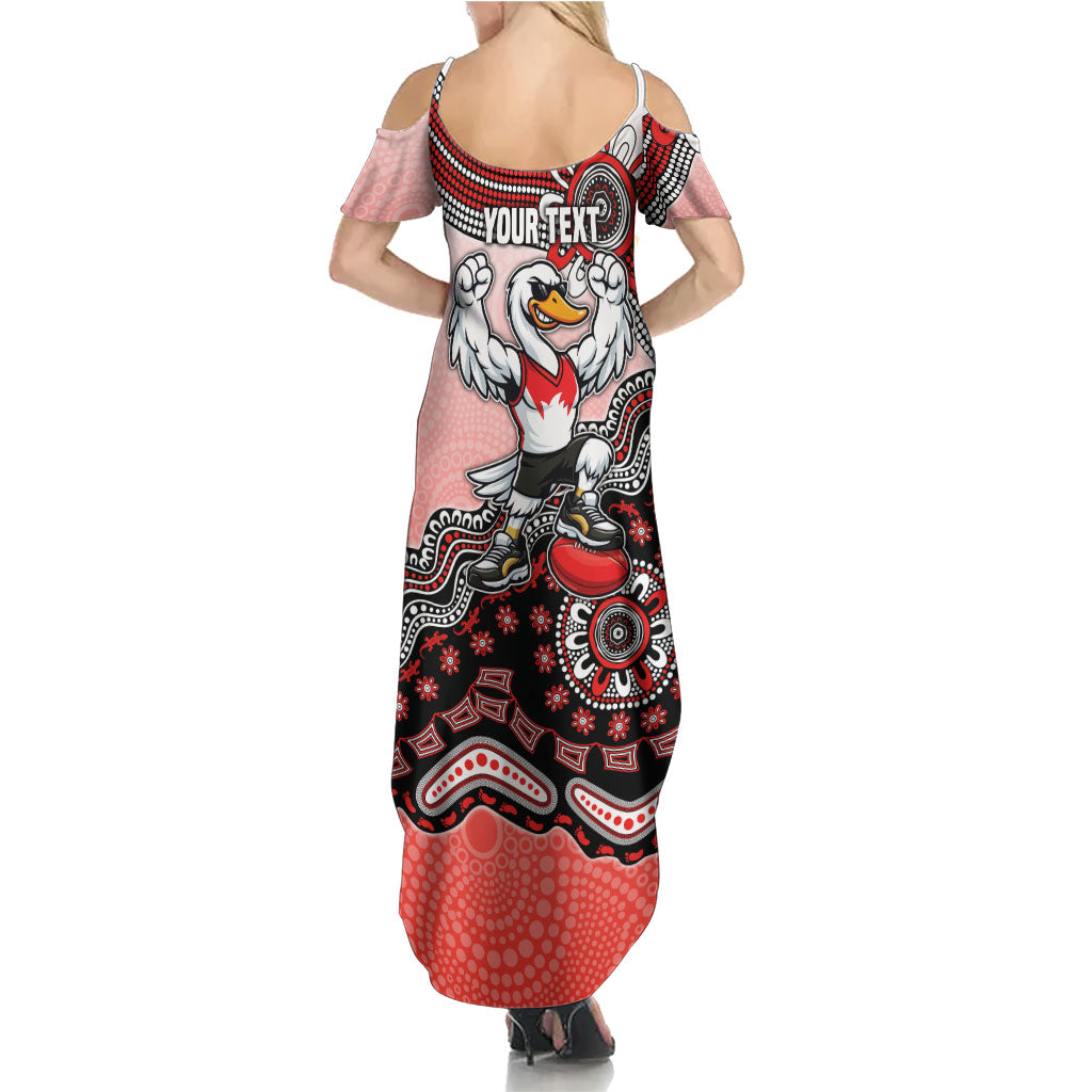 Personalized Sydney Swans Football Mascot Summer Maxi Dress Aboriginal Dot Art Style Vibrant Indigenous Pattern Design