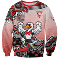 Personalized Sydney Swans Football Mascot Sweatshirt Aboriginal Dot Art Style Vibrant Indigenous Pattern Design