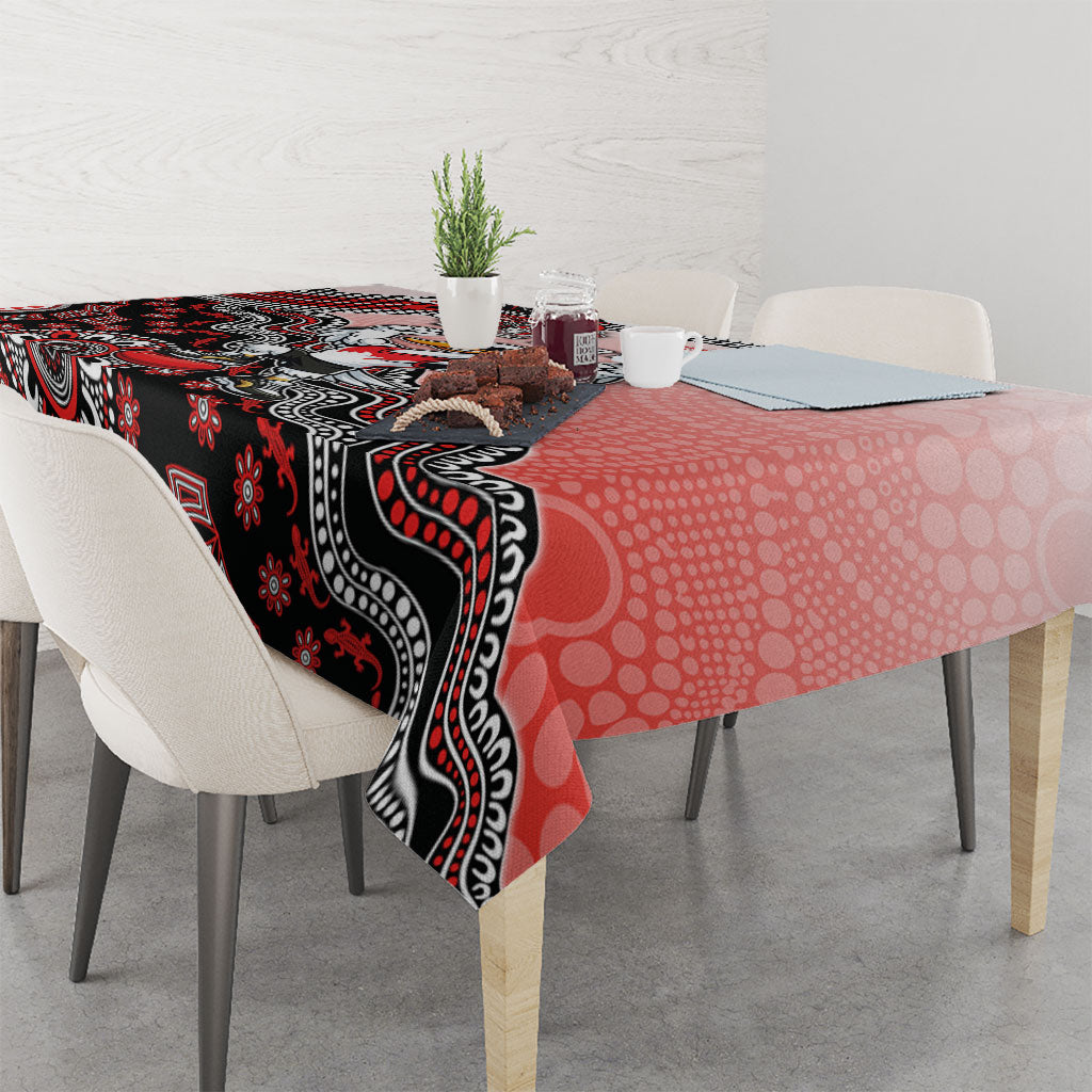 Personalized Sydney Swans Football Mascot Tablecloth Aboriginal Dot Art Style Vibrant Indigenous Pattern Design