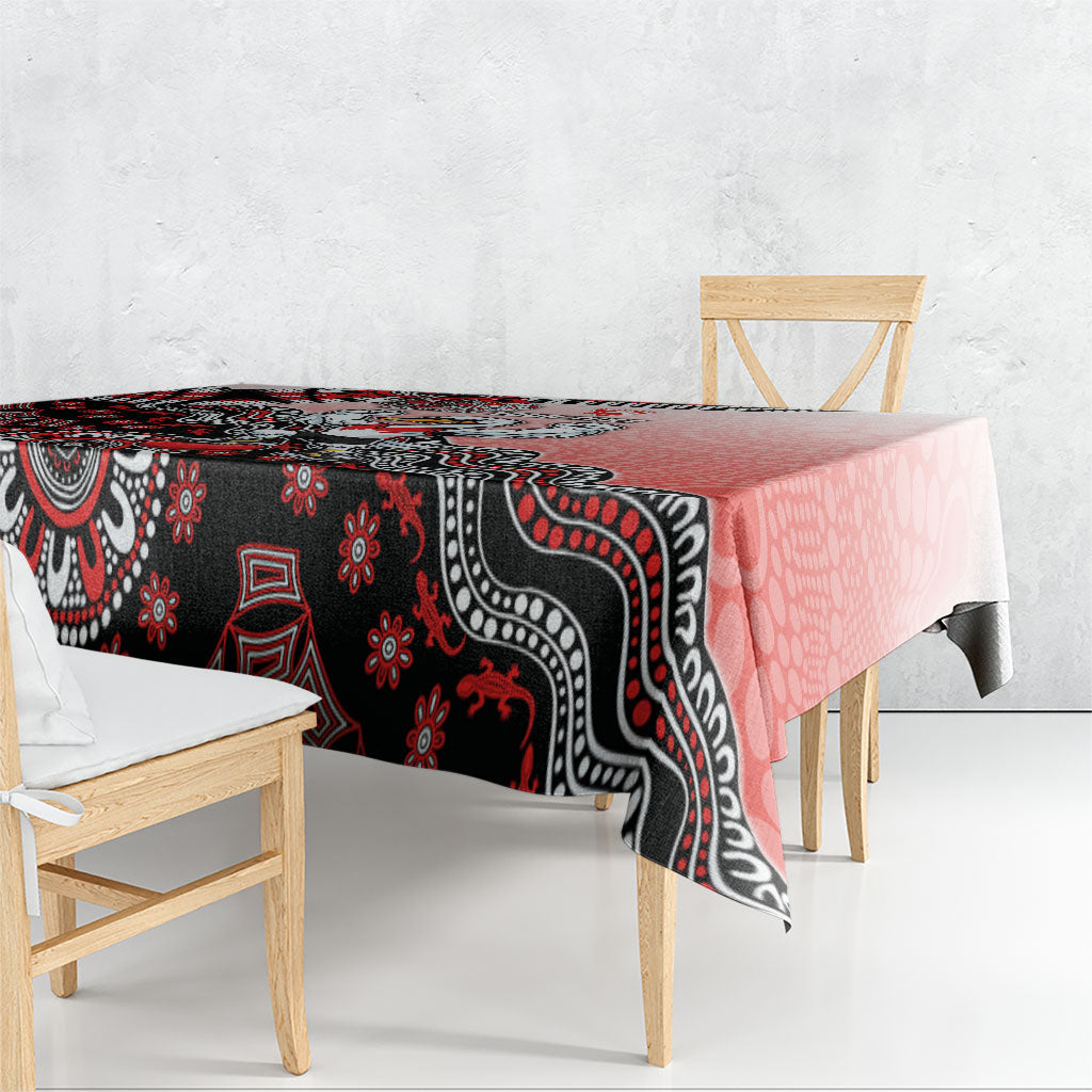 Personalized Sydney Swans Football Mascot Tablecloth Aboriginal Dot Art Style Vibrant Indigenous Pattern Design