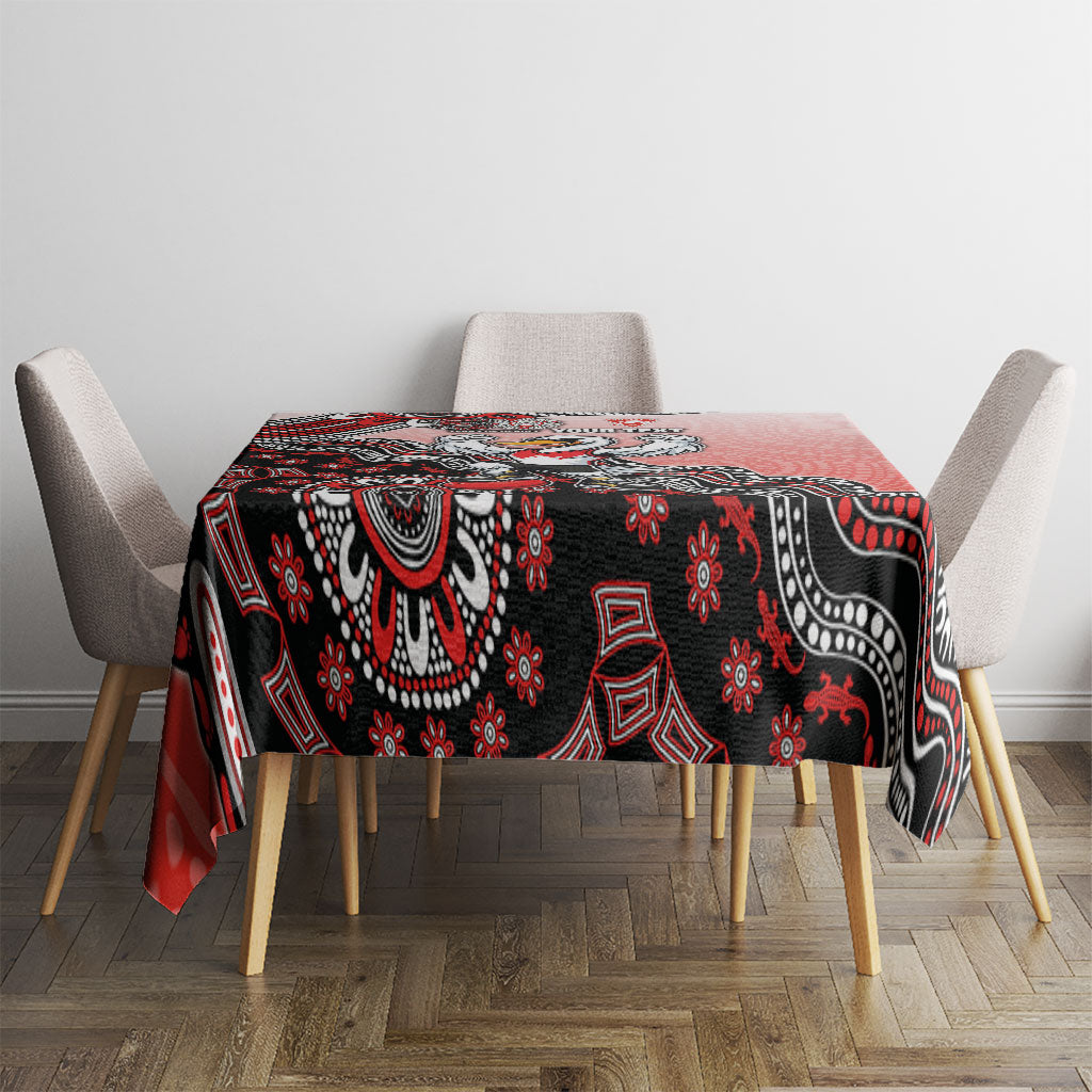 Personalized Sydney Swans Football Mascot Tablecloth Aboriginal Dot Art Style Vibrant Indigenous Pattern Design