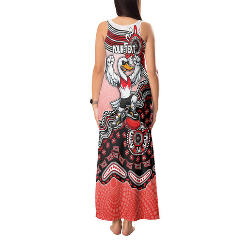 Personalized Sydney Swans Football Mascot Tank Maxi Dress Aboriginal Dot Art Style Vibrant Indigenous Pattern Design