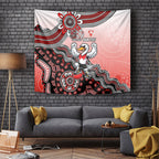 Personalized Sydney Swans Football Mascot Tapestry Aboriginal Dot Art Style Vibrant Indigenous Pattern Design