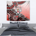 Personalized Sydney Swans Football Mascot Tapestry Aboriginal Dot Art Style Vibrant Indigenous Pattern Design