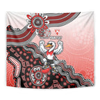 Personalized Sydney Swans Football Mascot Tapestry Aboriginal Dot Art Style Vibrant Indigenous Pattern Design
