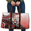 Personalized Sydney Swans Football Mascot Travel Bag Aboriginal Dot Art Style Vibrant Indigenous Pattern Design