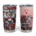 Personalized Sydney Swans Football Mascot Tumbler Cup Aboriginal Dot Art Style Vibrant Indigenous Pattern Design