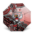 Personalized Sydney Swans Football Mascot Umbrella Aboriginal Dot Art Style Vibrant Indigenous Pattern Design