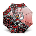 Personalized Sydney Swans Football Mascot Umbrella Aboriginal Dot Art Style Vibrant Indigenous Pattern Design
