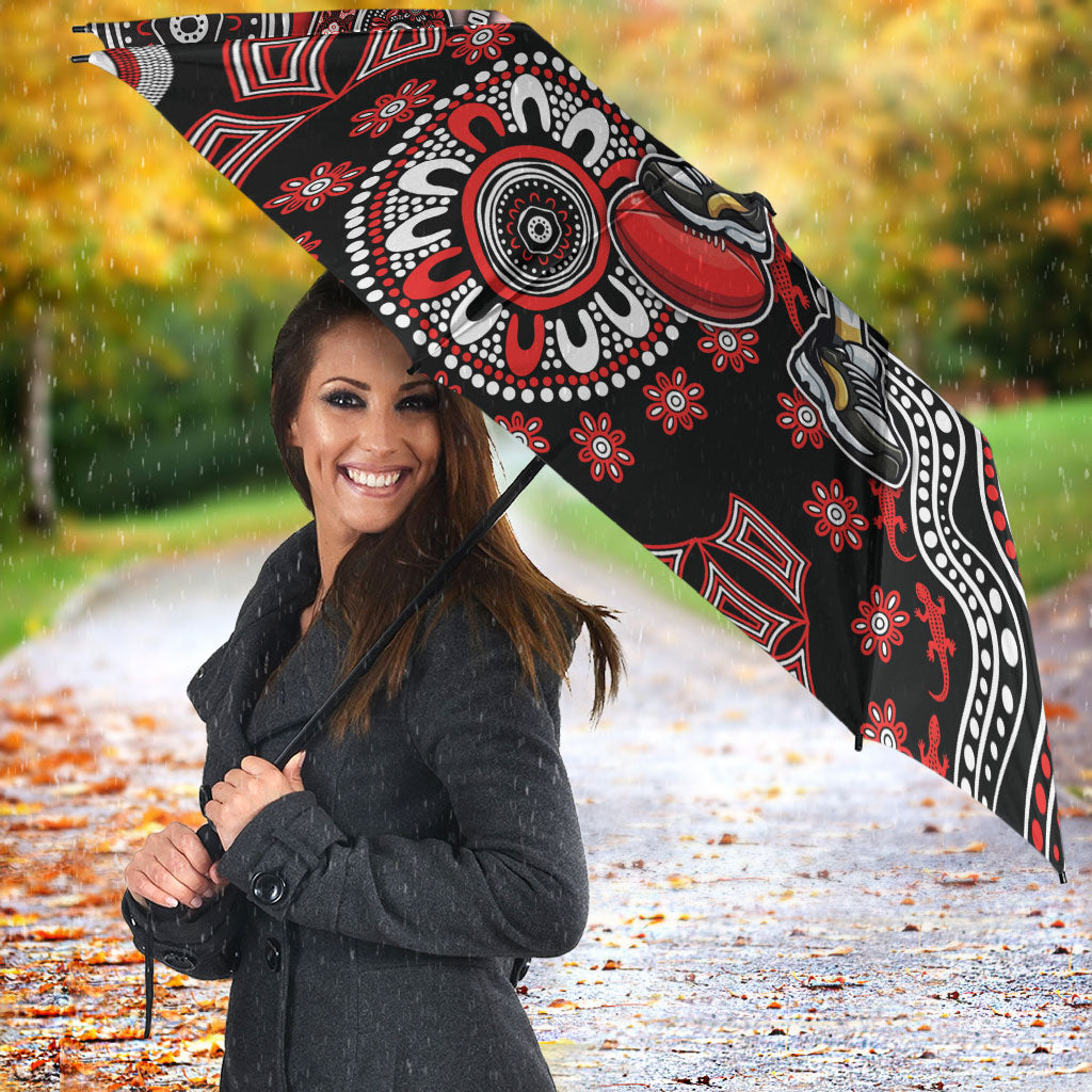 Personalized Sydney Swans Football Mascot Umbrella Aboriginal Dot Art Style Vibrant Indigenous Pattern Design