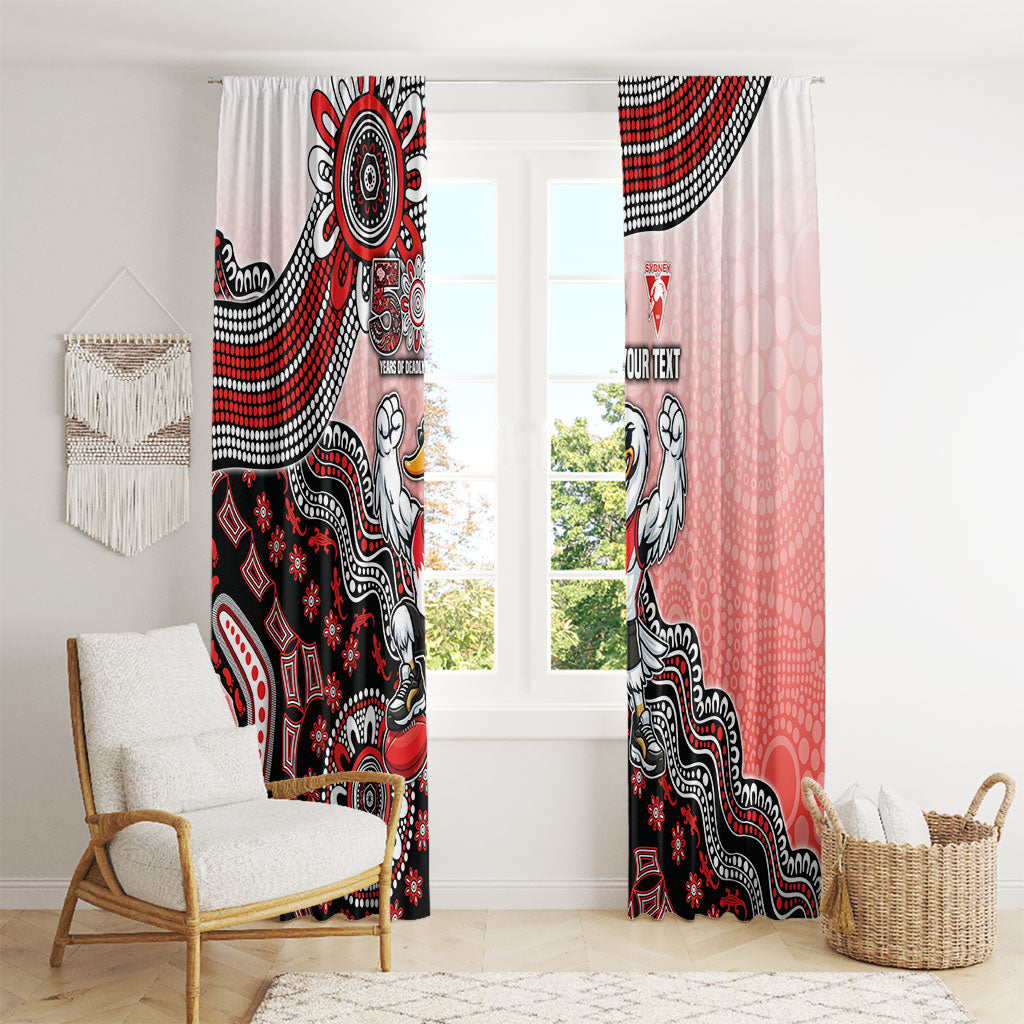 Personalized Sydney Swans Football Mascot Window Curtain Aboriginal Dot Art Style Vibrant Indigenous Pattern Design