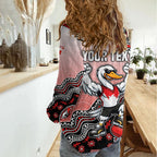 Personalized Sydney Swans Football Mascot Women Casual Shirt Aboriginal Dot Art Style Vibrant Indigenous Pattern Design