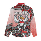 Personalized Sydney Swans Football Mascot Women Casual Shirt Aboriginal Dot Art Style Vibrant Indigenous Pattern Design