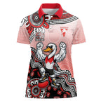 Personalized Sydney Swans Football Mascot Women Polo Shirt Aboriginal Dot Art Style Vibrant Indigenous Pattern Design