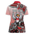 Personalized Sydney Swans Football Mascot Women Polo Shirt Aboriginal Dot Art Style Vibrant Indigenous Pattern Design