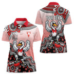 Personalized Sydney Swans Football Mascot Women Polo Shirt Aboriginal Dot Art Style Vibrant Indigenous Pattern Design