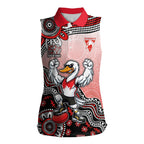 Personalized Sydney Swans Football Mascot Women Sleeveless Polo Shirt Aboriginal Dot Art Style Vibrant Indigenous Pattern Design