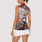 Personalized Sydney Swans Football Mascot Women Sleeveless Polo Shirt Aboriginal Dot Art Style Vibrant Indigenous Pattern Design