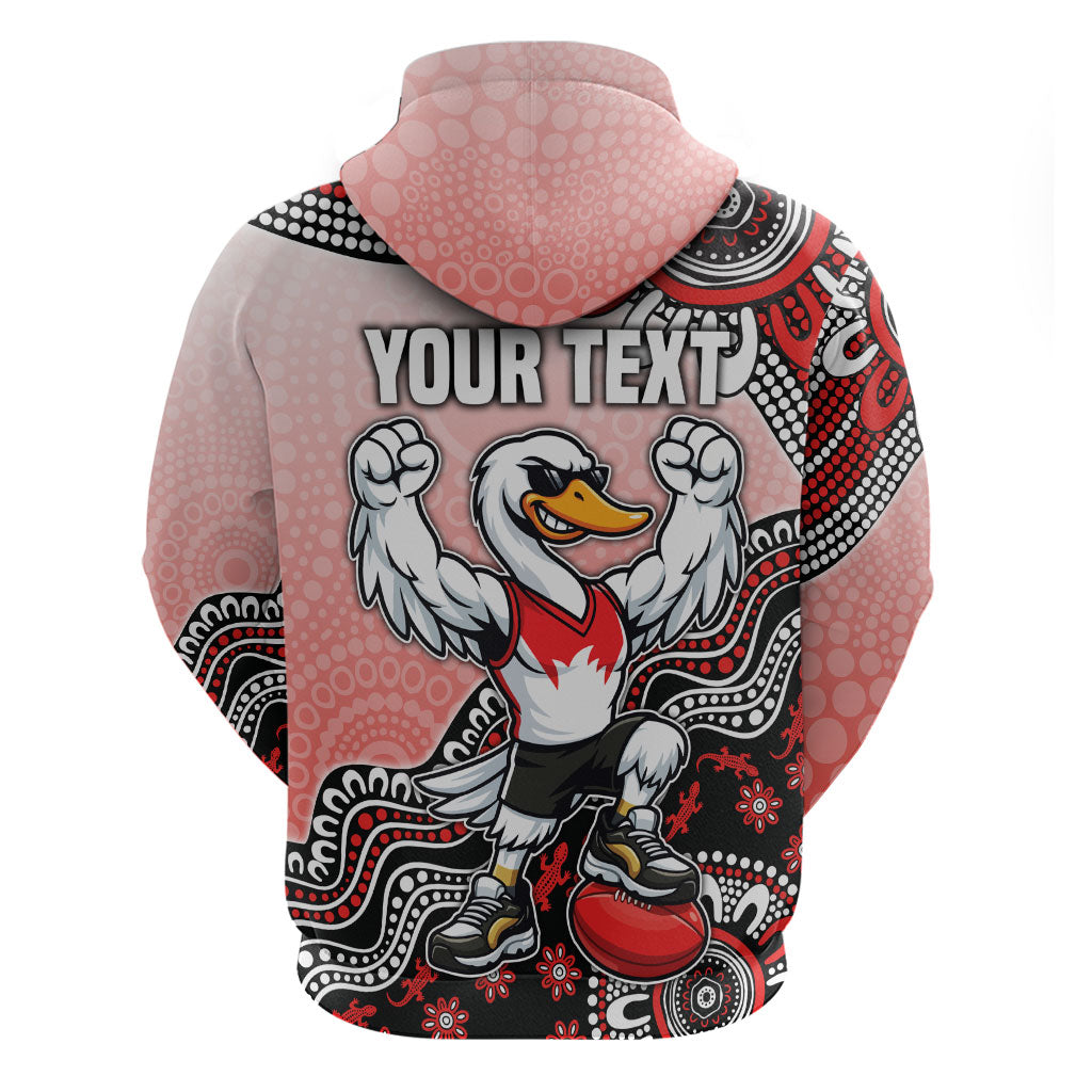 Personalized Sydney Swans Football Mascot Zip Hoodie Aboriginal Dot Art Style Vibrant Indigenous Pattern Design