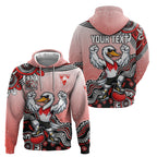 Personalized Sydney Swans Football Mascot Zip Hoodie Aboriginal Dot Art Style Vibrant Indigenous Pattern Design