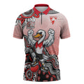 Personalized Sydney Swans Football Mascot Zipper Polo Shirt Aboriginal Dot Art Style Vibrant Indigenous Pattern Design