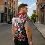 Personalized Sydney Swans Football Mascot Zipper Polo Shirt Aboriginal Dot Art Style Vibrant Indigenous Pattern Design