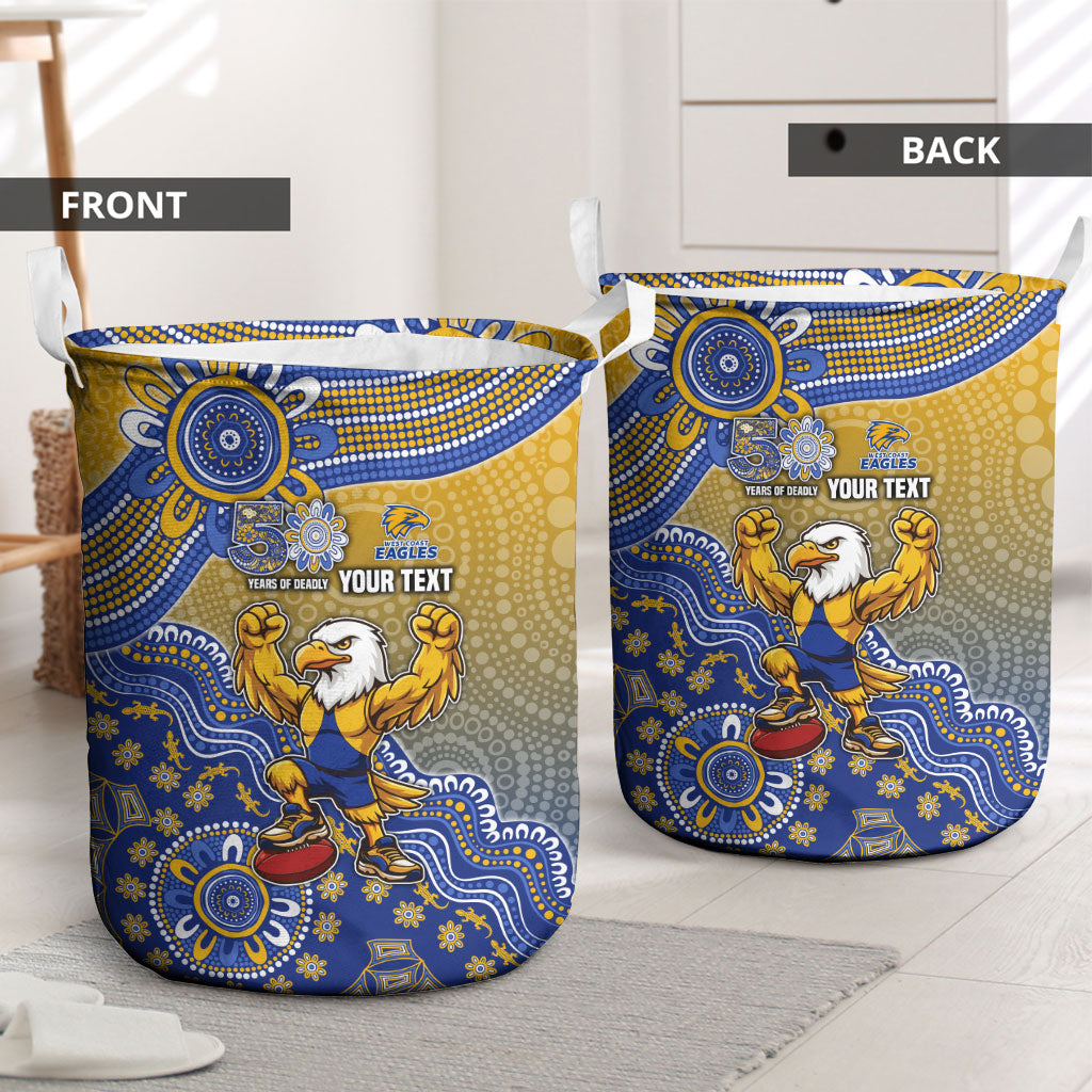 Personalized West Coast Eagles Football Mascot Laundry Basket Aboriginal Dot Art Style Vibrant Indigenous Pattern Design