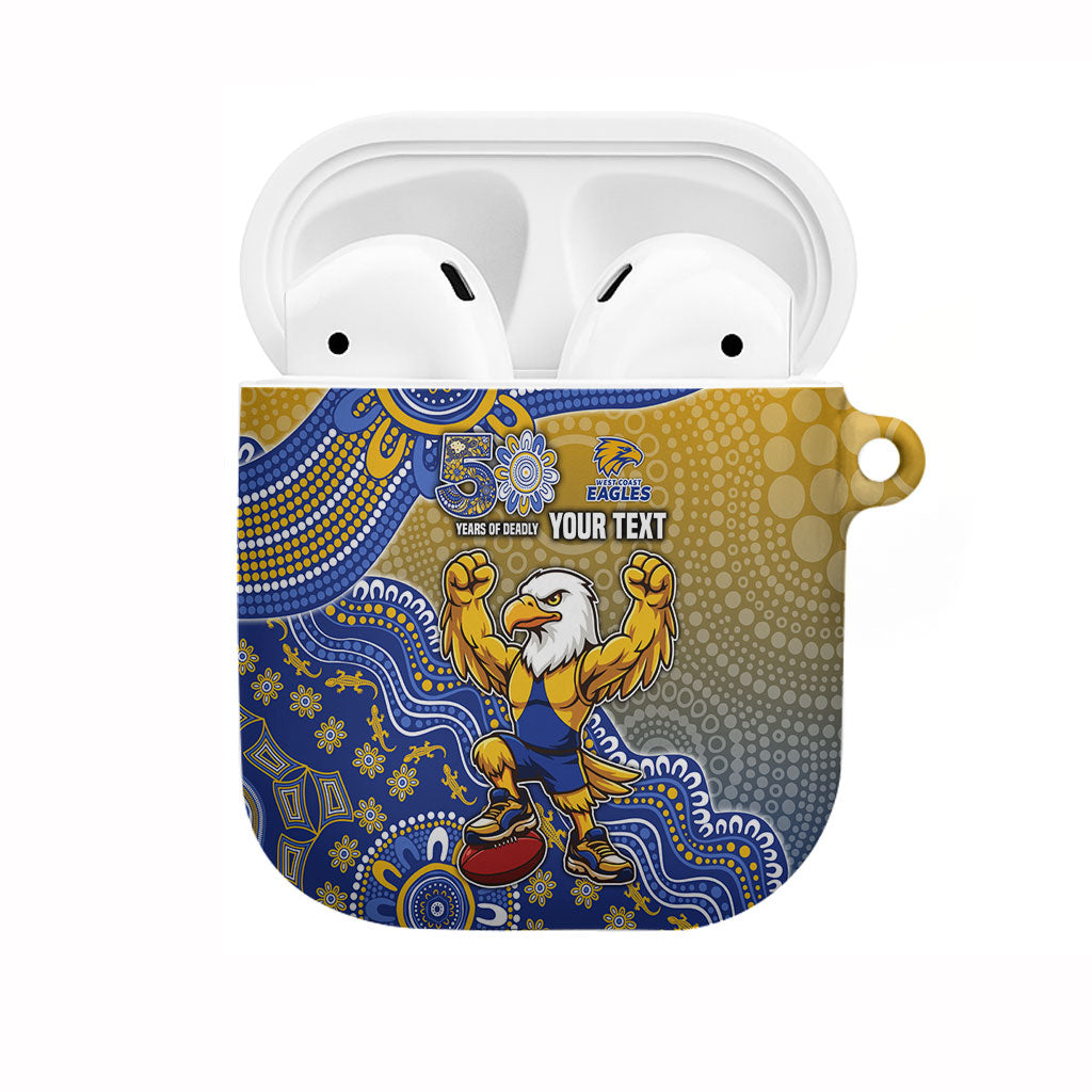 Personalized West Coast Eagles Football Mascot AirPods Case Aboriginal Dot Art Style Vibrant Indigenous Pattern Design