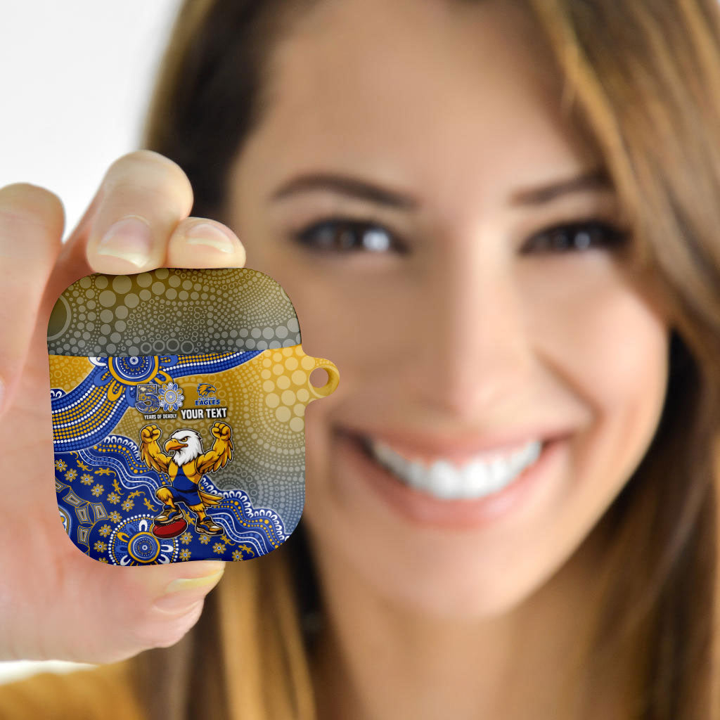 Personalized West Coast Eagles Football Mascot AirPods Case Aboriginal Dot Art Style Vibrant Indigenous Pattern Design