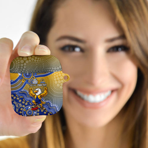 Personalized West Coast Eagles Football Mascot AirPods Case Aboriginal Dot Art Style Vibrant Indigenous Pattern Design