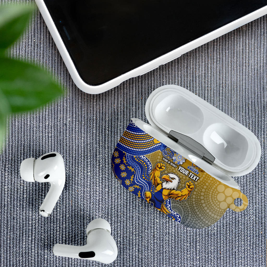 Personalized West Coast Eagles Football Mascot AirPods Case Aboriginal Dot Art Style Vibrant Indigenous Pattern Design