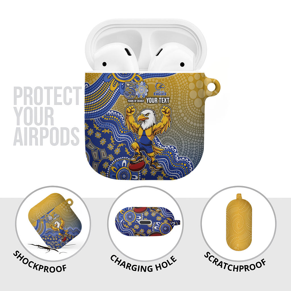 Personalized West Coast Eagles Football Mascot AirPods Case Aboriginal Dot Art Style Vibrant Indigenous Pattern Design