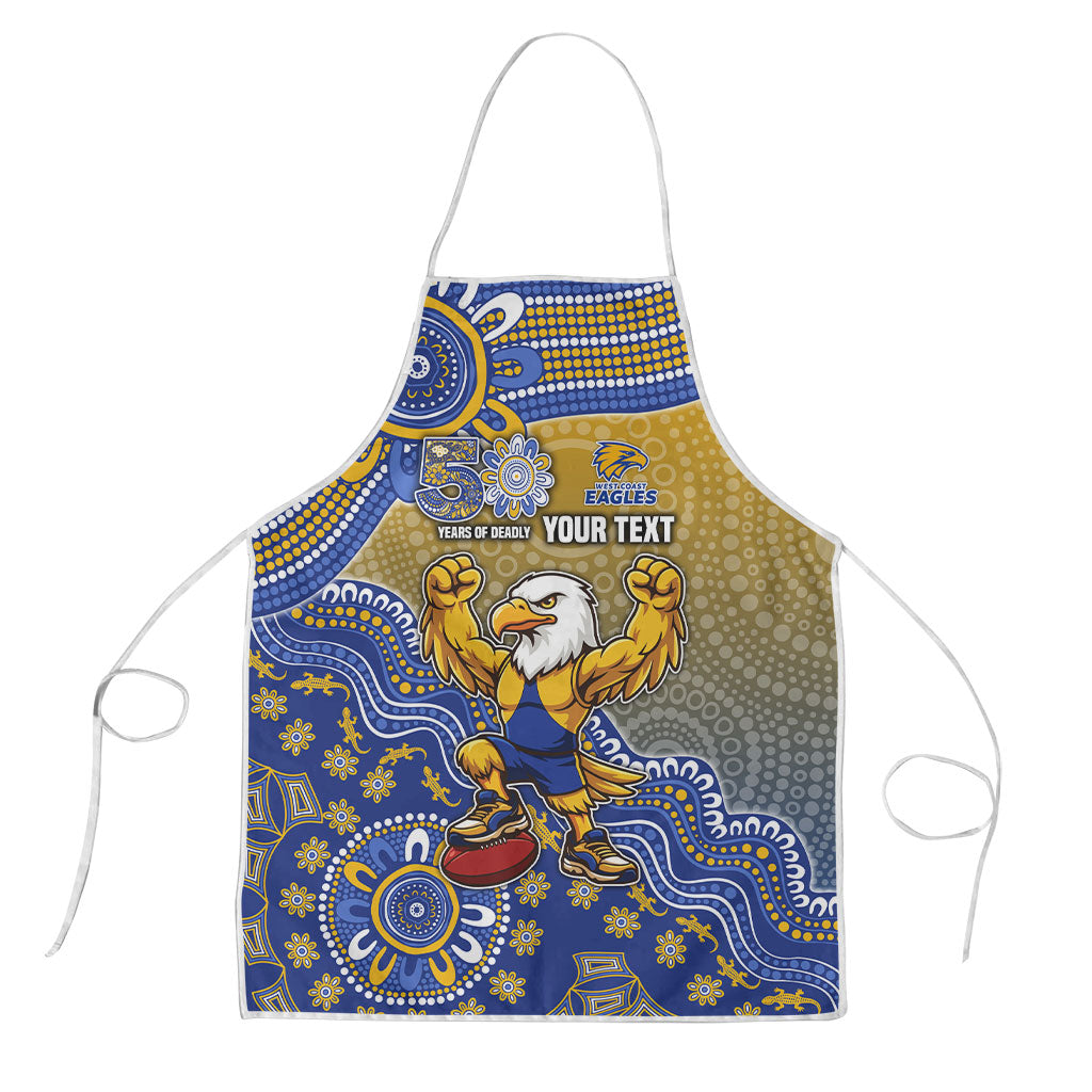 Personalized West Coast Eagles Football Mascot Apron Aboriginal Dot Art Style Vibrant Indigenous Pattern Design