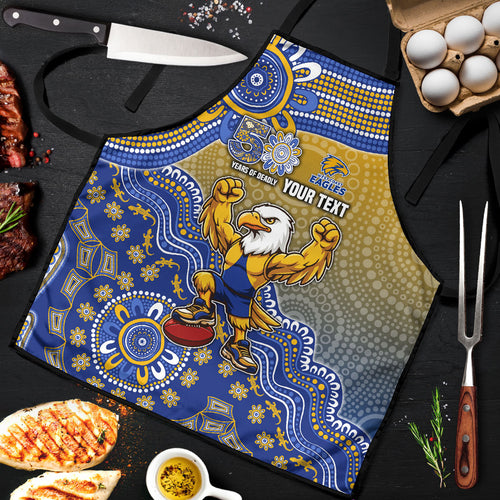 Personalized West Coast Eagles Football Mascot Apron Aboriginal Dot Art Style Vibrant Indigenous Pattern Design