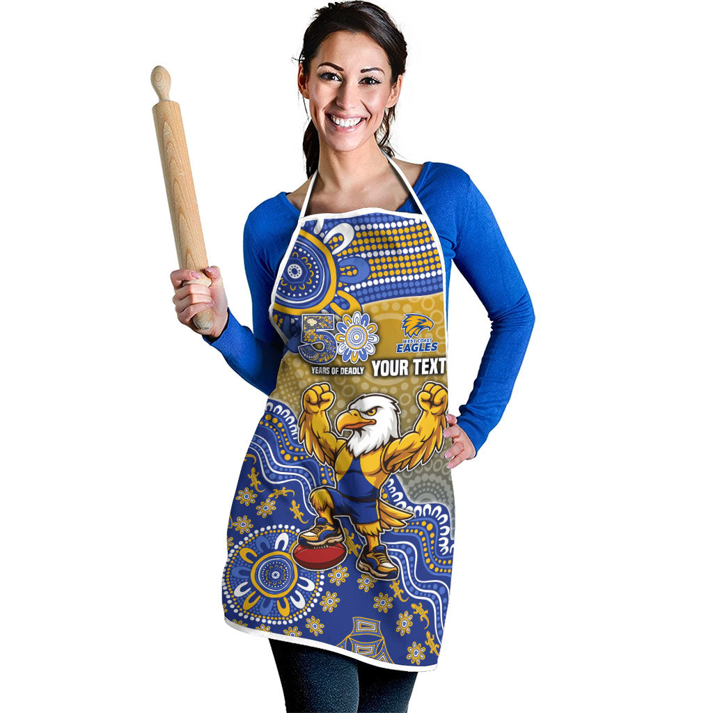 Personalized West Coast Eagles Football Mascot Apron Aboriginal Dot Art Style Vibrant Indigenous Pattern Design