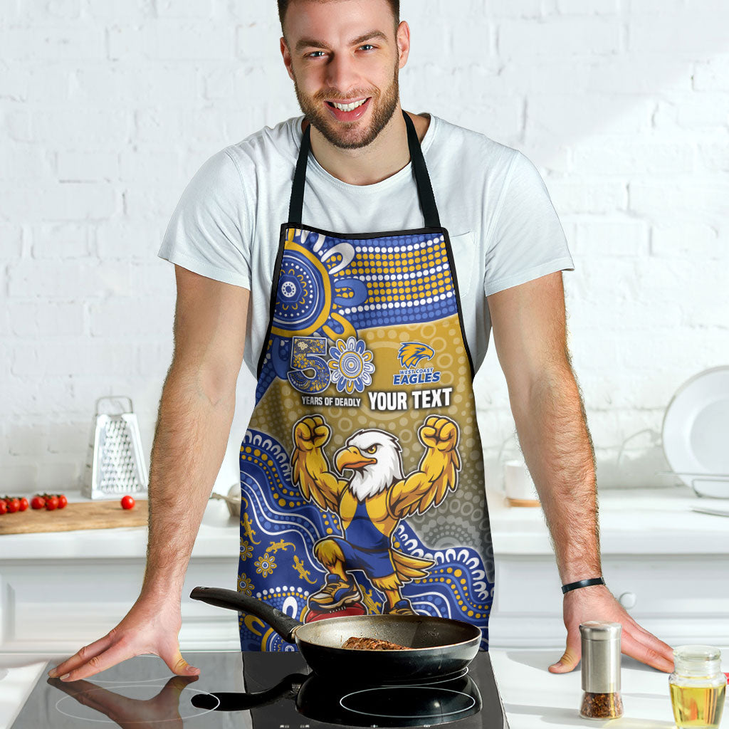 Personalized West Coast Eagles Football Mascot Apron Aboriginal Dot Art Style Vibrant Indigenous Pattern Design