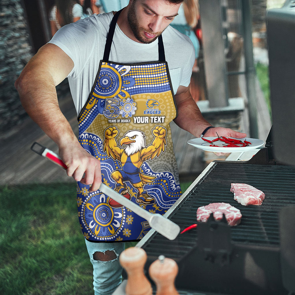 Personalized West Coast Eagles Football Mascot Apron Aboriginal Dot Art Style Vibrant Indigenous Pattern Design