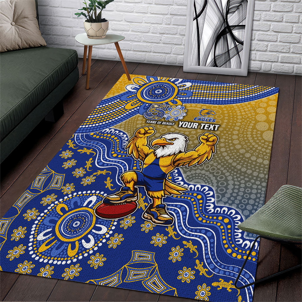 Personalized West Coast Eagles Football Mascot Area Rug Aboriginal Dot Art Style Vibrant Indigenous Pattern Design