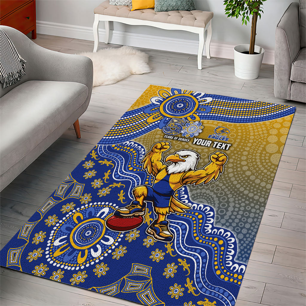 Personalized West Coast Eagles Football Mascot Area Rug Aboriginal Dot Art Style Vibrant Indigenous Pattern Design