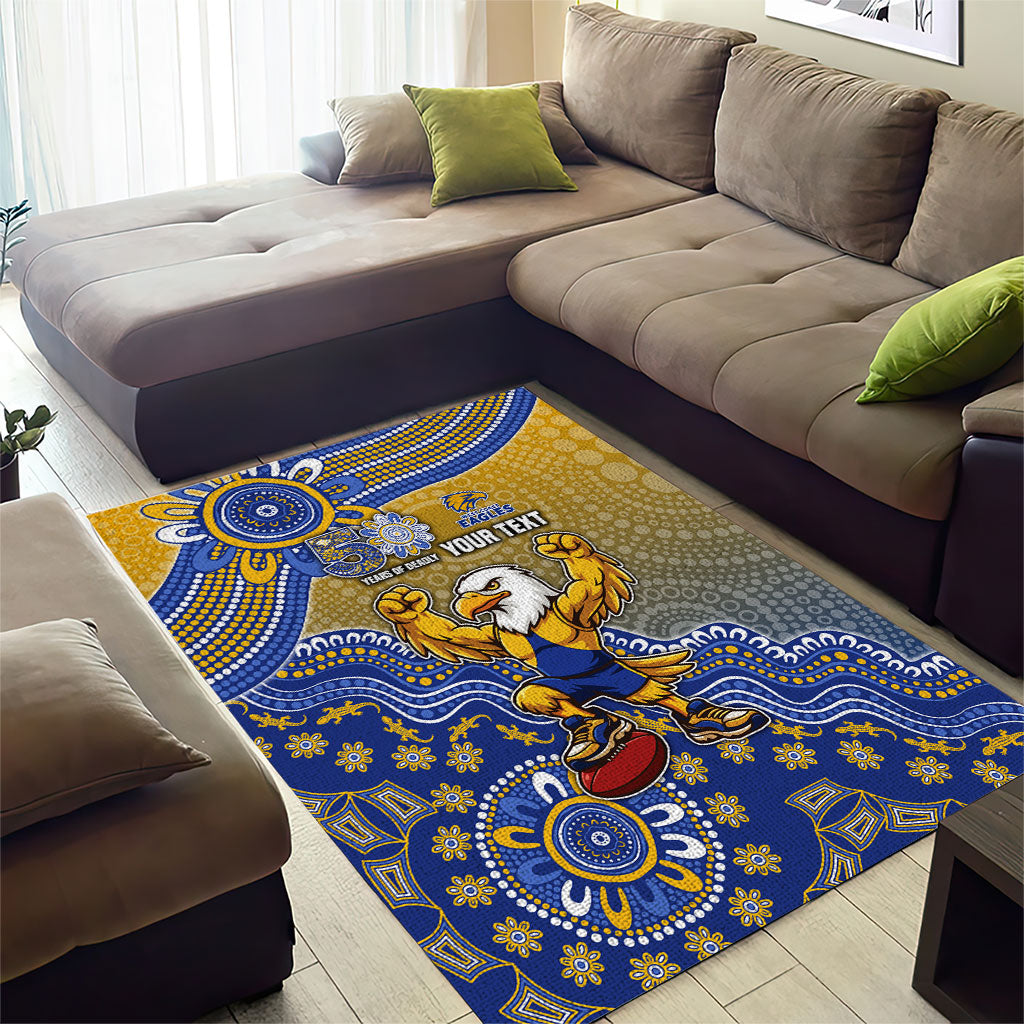 Personalized West Coast Eagles Football Mascot Area Rug Aboriginal Dot Art Style Vibrant Indigenous Pattern Design