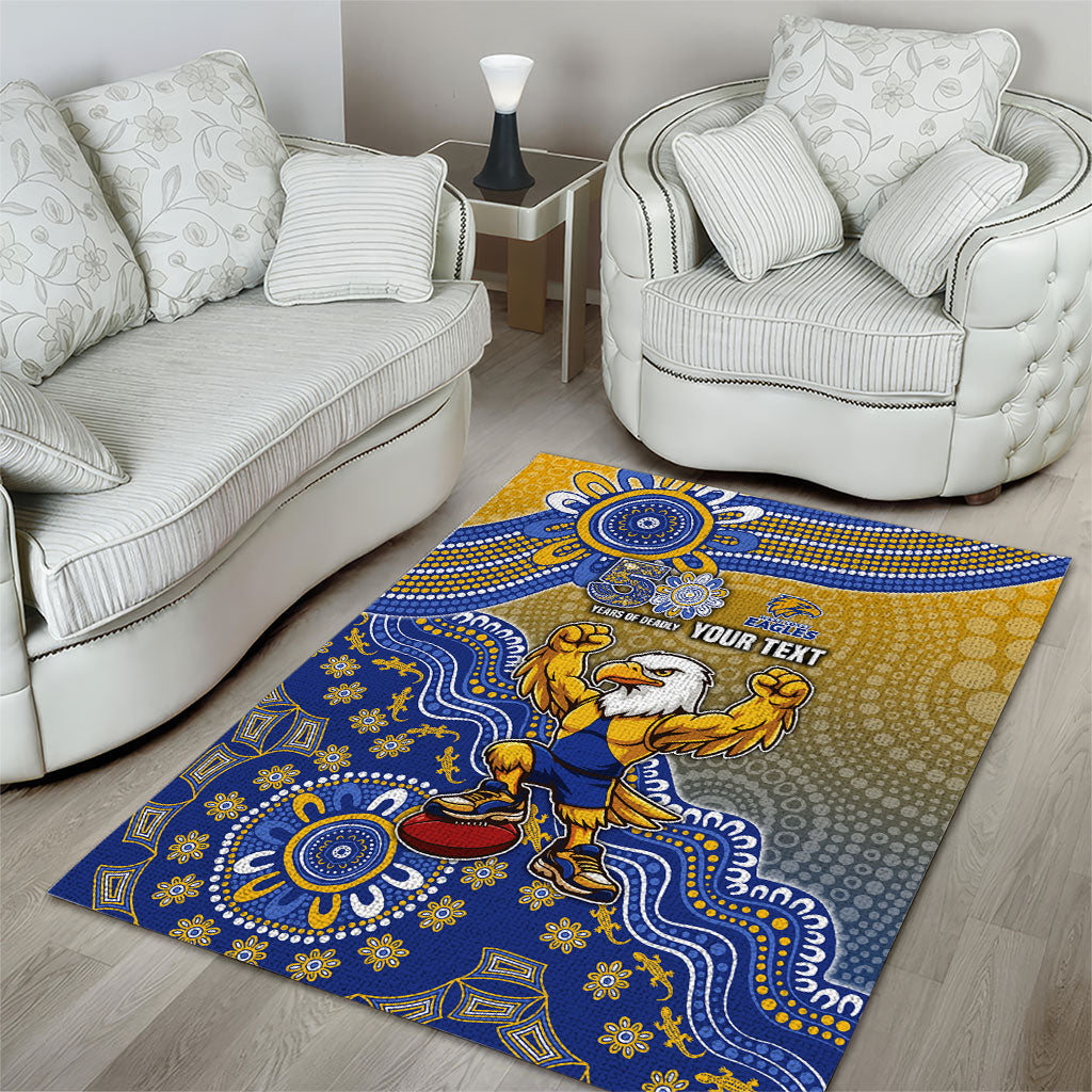 Personalized West Coast Eagles Football Mascot Area Rug Aboriginal Dot Art Style Vibrant Indigenous Pattern Design