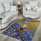 Personalized West Coast Eagles Football Mascot Area Rug Aboriginal Dot Art Style Vibrant Indigenous Pattern Design