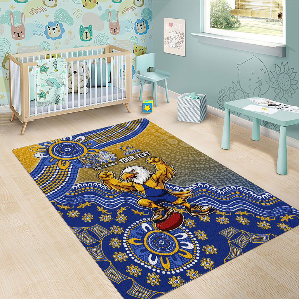 Personalized West Coast Eagles Football Mascot Area Rug Aboriginal Dot Art Style Vibrant Indigenous Pattern Design