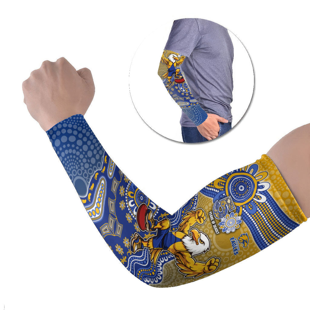 Personalized West Coast Eagles Football Mascot Arm Sleeves Aboriginal Dot Art Style Vibrant Indigenous Pattern Design