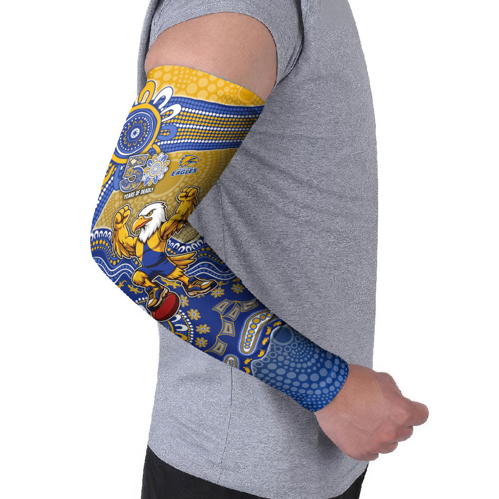 Personalized West Coast Eagles Football Mascot Arm Sleeves Aboriginal Dot Art Style Vibrant Indigenous Pattern Design